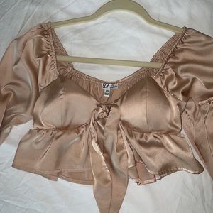 Champagne Satin Crop Top